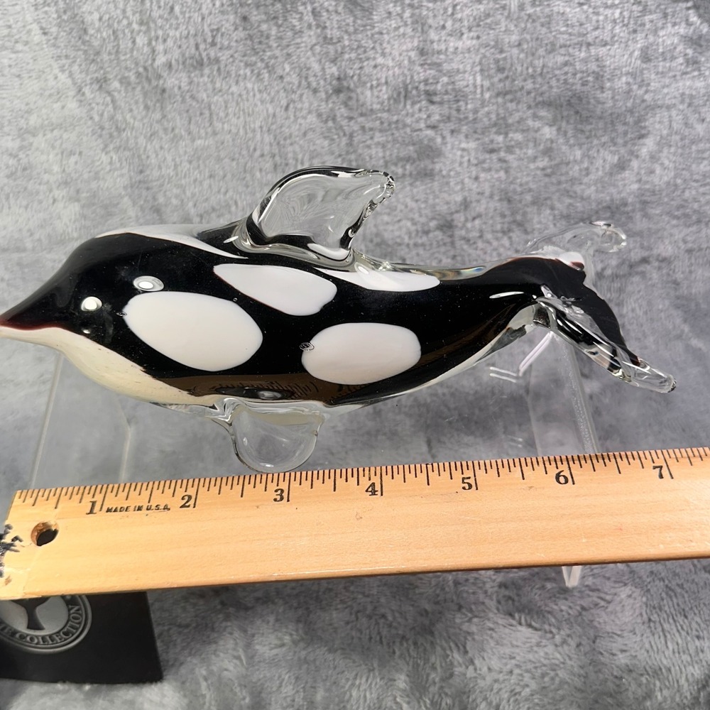 SeaWorld Home‎ Collection Glass Orca Figurine Shamu Art Glass Etched w Card - Picture 11 of 16
